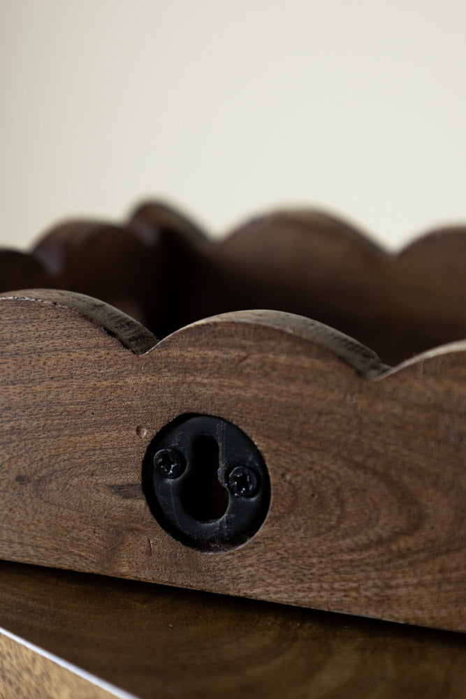 Set Of 2 Natural Wooden Scalloped Wall Shelves