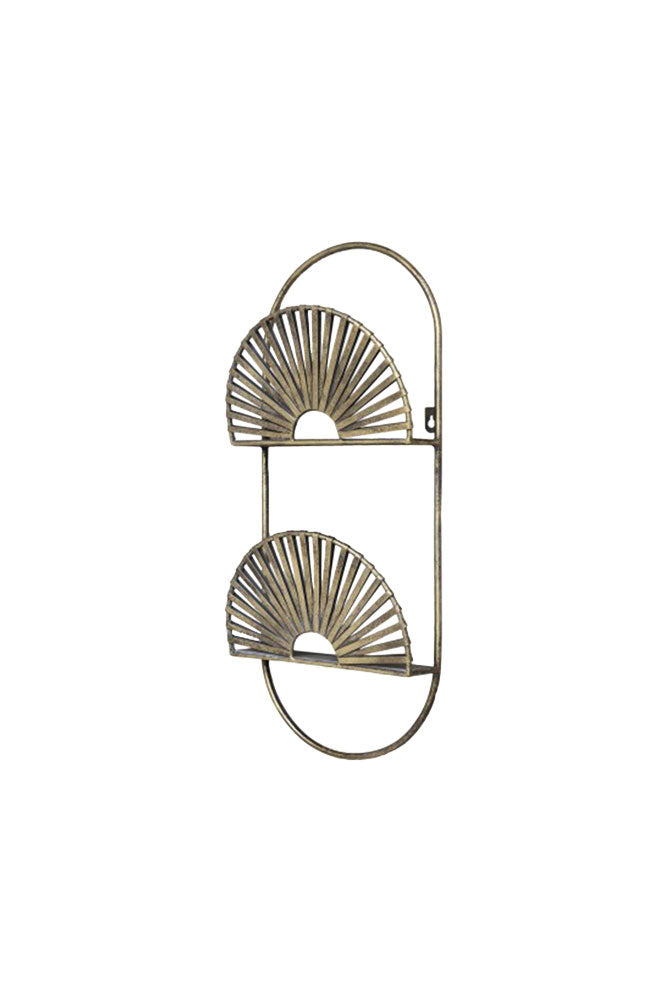 Sunrise Decorative Wall Shelf in Antique Brass