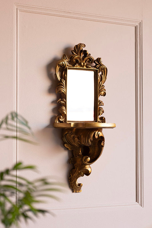 Ornamental Wall Shelf with Mirror