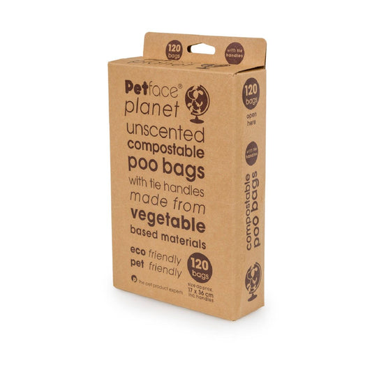 Petface Planet Unscented Compostable Tie Handle Dog Poo Bags