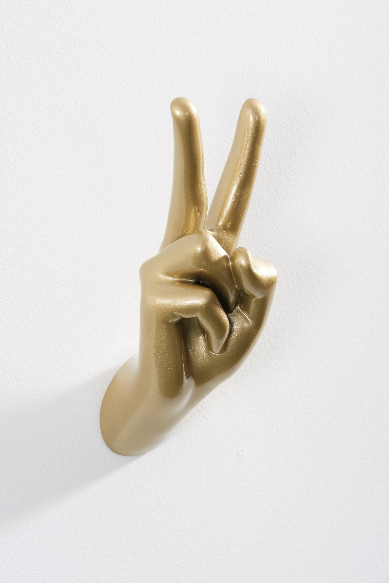 Gold Peace Hand Wall Art & Coat Hook