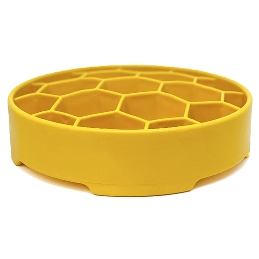 eBowl Enrichment Slow Feeder Bowl for Dogs Round Yellow Honeycomb