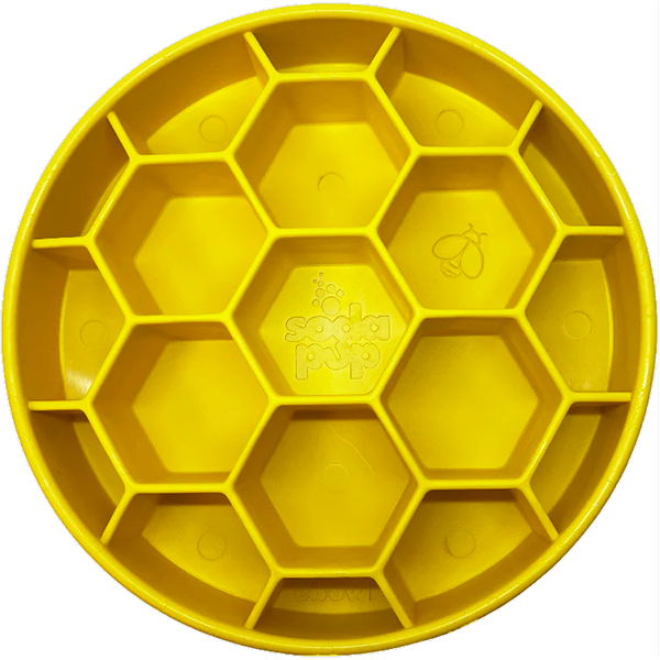 eBowl Enrichment Slow Feeder Bowl for Dogs Round Yellow Honeycomb