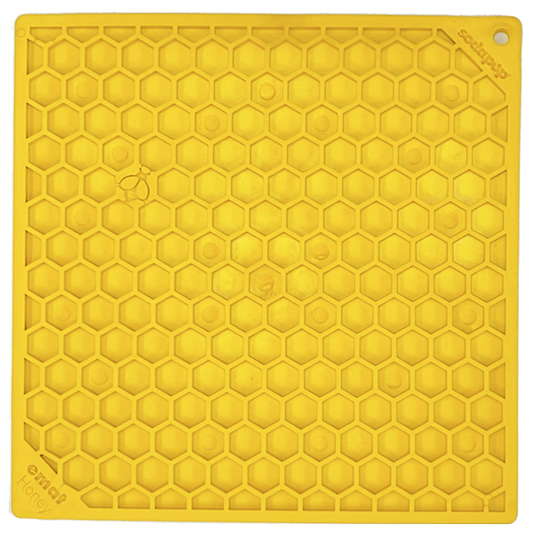 eMat Enrichment Feeder Square Licking Mat Yellow Honeycomb