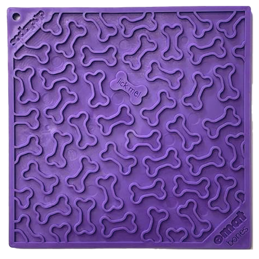 eMat Enrichment Feeder Square Licking Mat Purple Bones