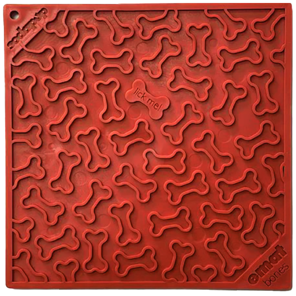 eMat Enrichment Feeder Square Licking Mat Red Bones