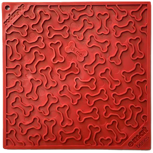 eMat Enrichment Feeder Square Licking Mat Red Bones