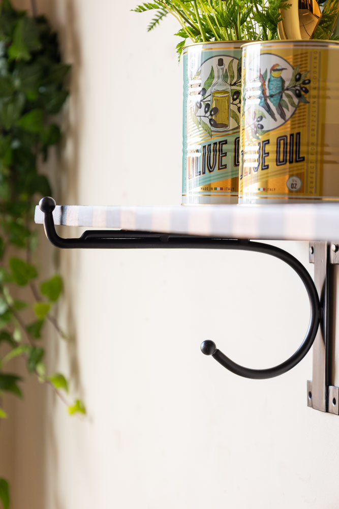 Black Stripe Wooden Shelf With Bracket
