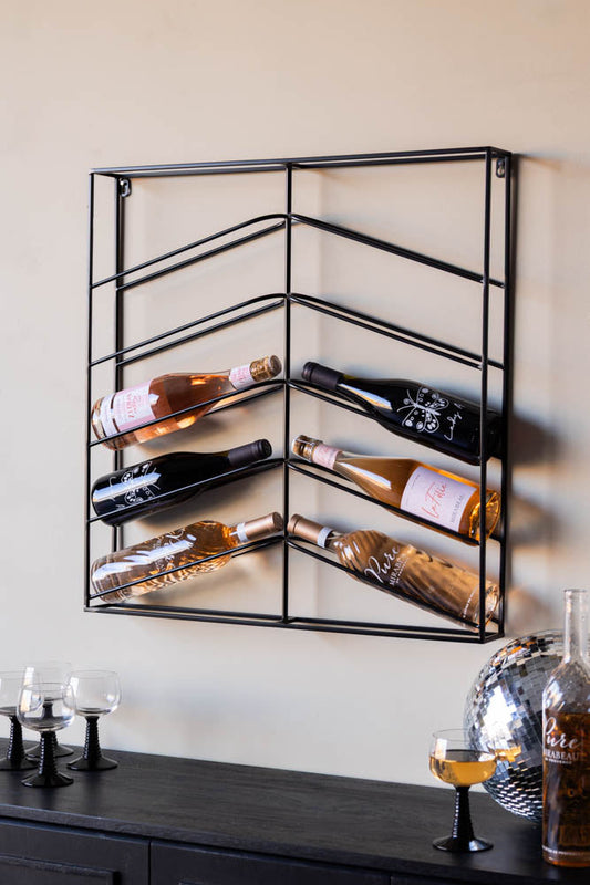 Matte Black Metal Wine Rack