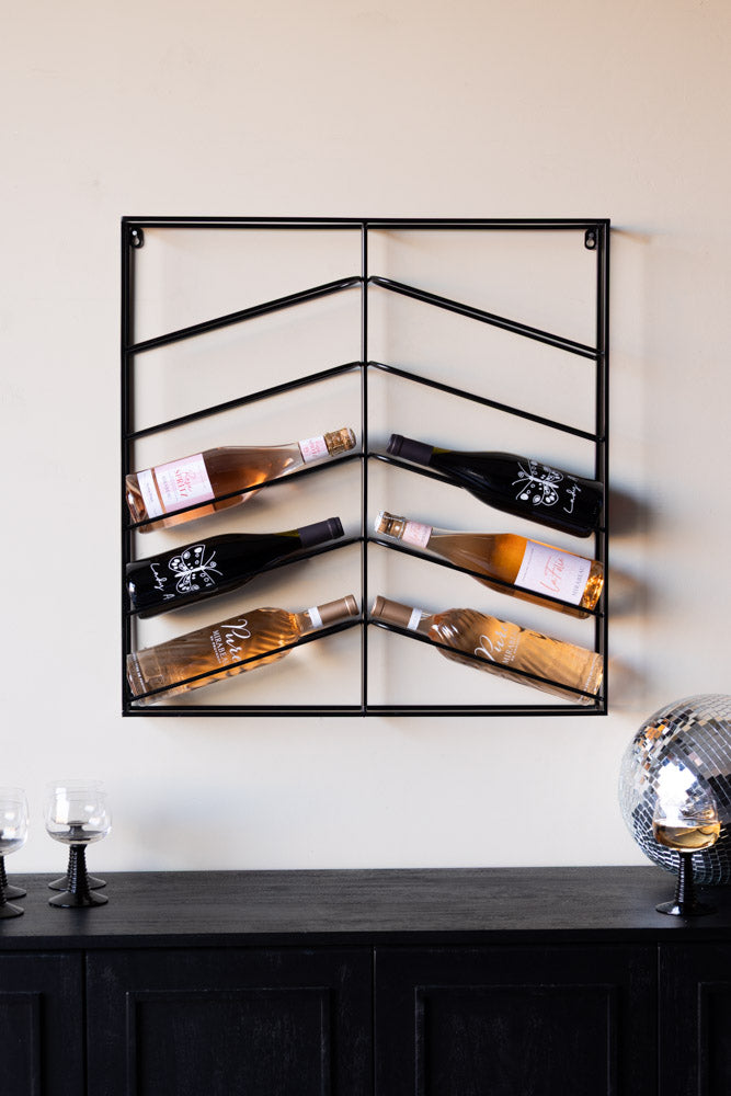 Matte Black Metal Wine Rack