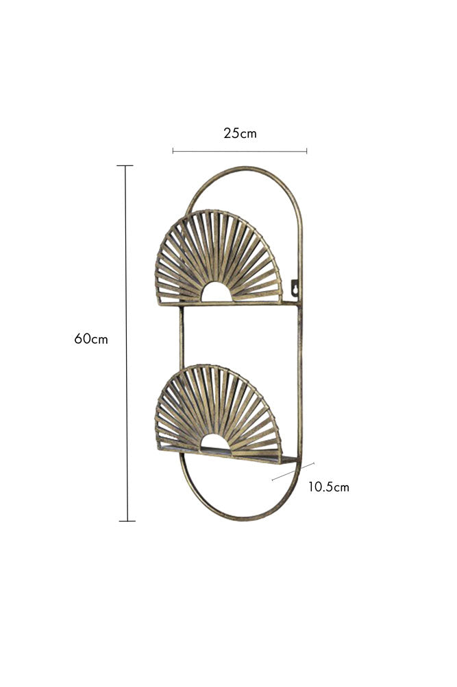 Sunrise Decorative Wall Shelf in Antique Brass