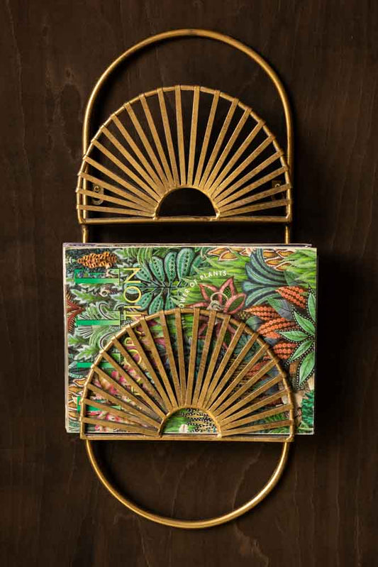 Sunrise Decorative Wall Shelf in Antique Brass
