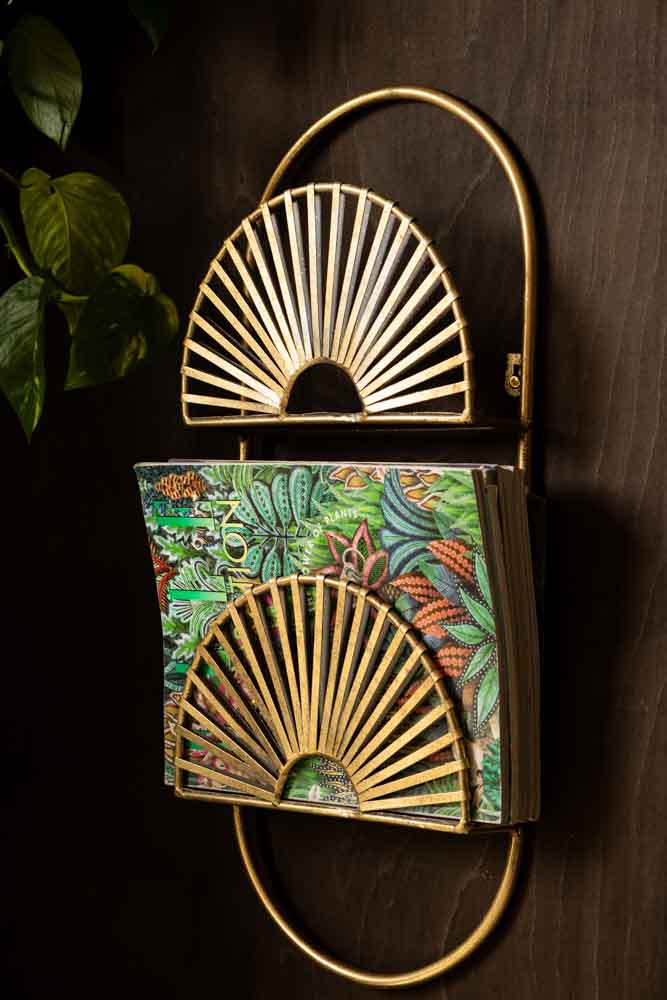 Sunrise Decorative Wall Shelf in Antique Brass
