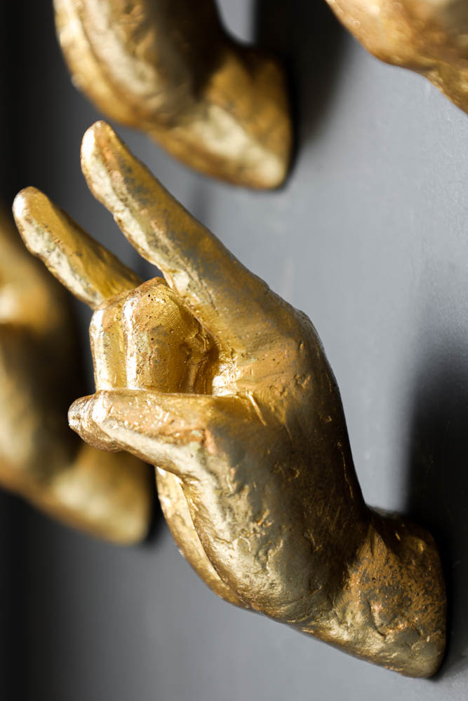 Gold Set of 4 Rock On Wall Hands